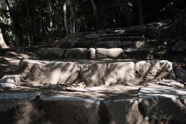 stone steps made out of boulders on top of a hill