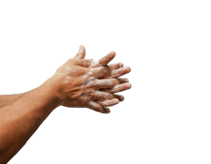 hands that are standing with white paint on their fingers