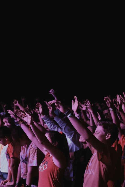 people are standing together at a concert