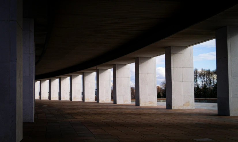 a row of pillars that look like a highway overpass