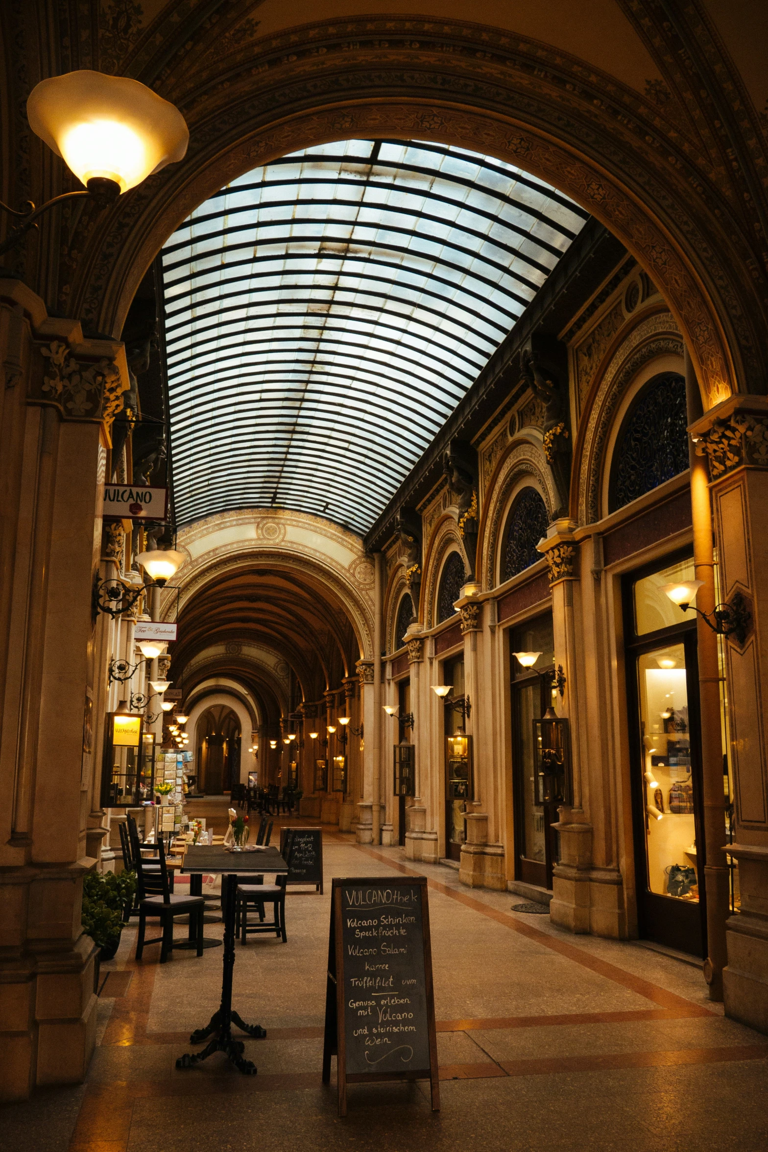 this is an indoor cafe in a building