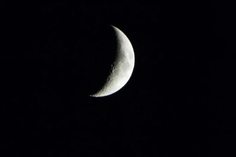 the half - moon appears to be bright against a black background