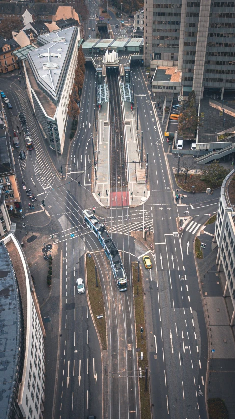 an aerial view of a big city street