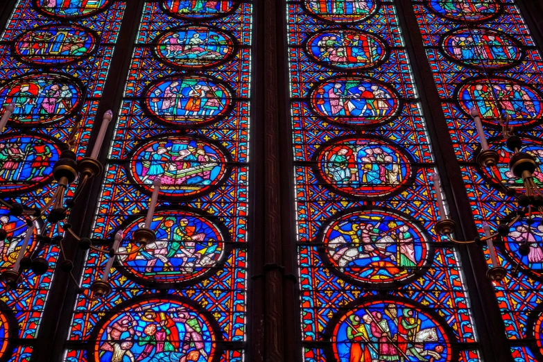 the big stained glass in the cathedral is beautiful