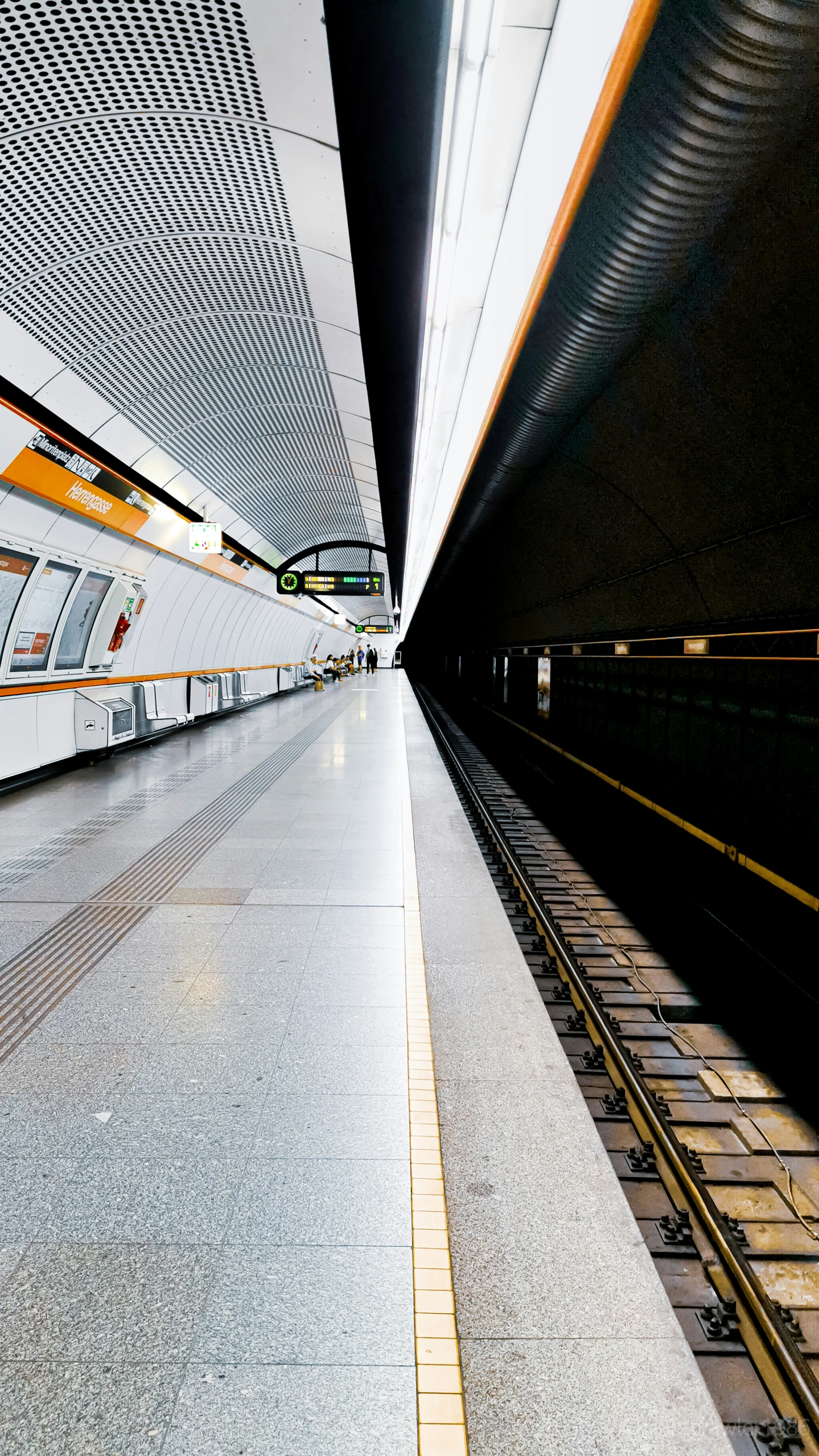 the subway is running through an empty tunnel