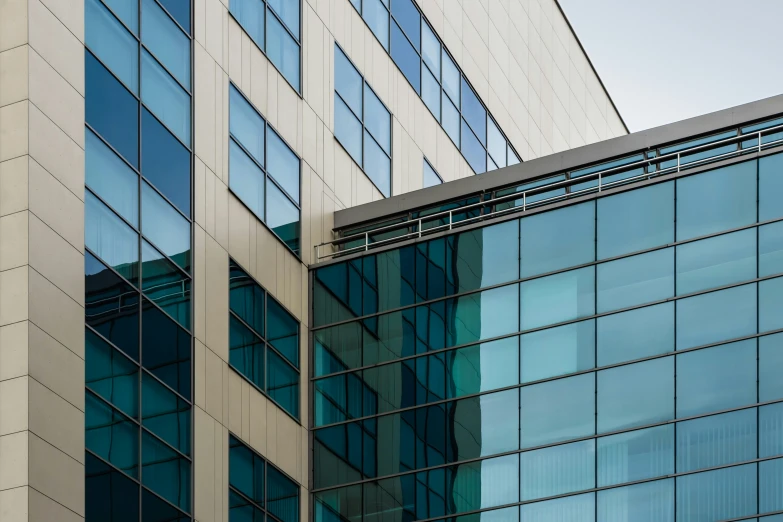 a close up view of a building's windows and roof