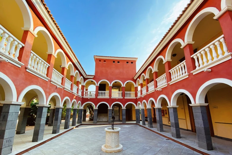 an ornate courtyard with several arches is shown in the image