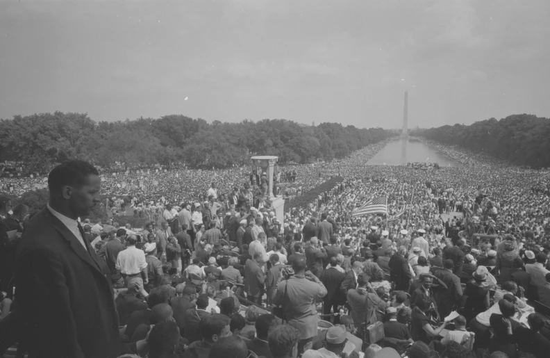 a large crowd of people are gathered in a washington monument