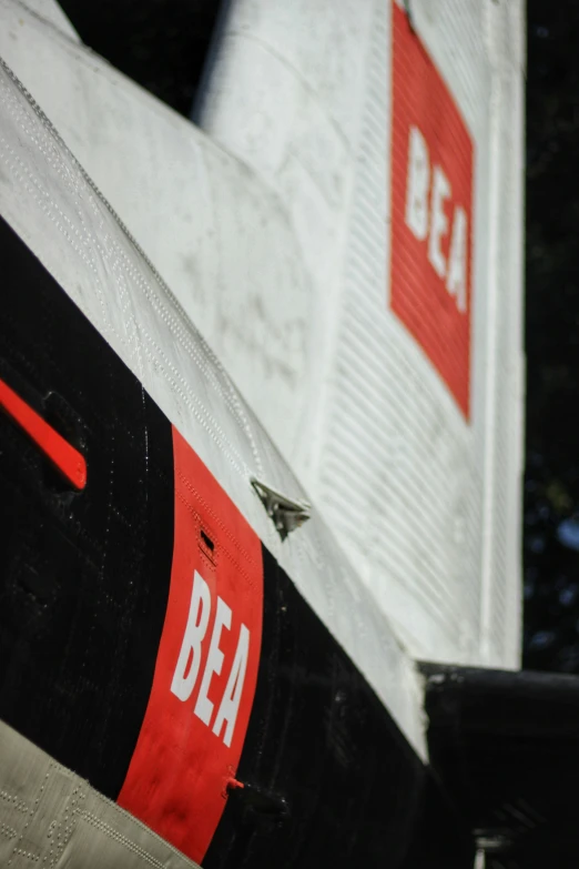 a boat propeller with the name bea on it