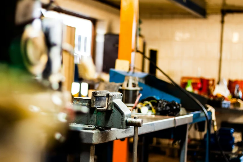 machine tools are displayed in a workshop