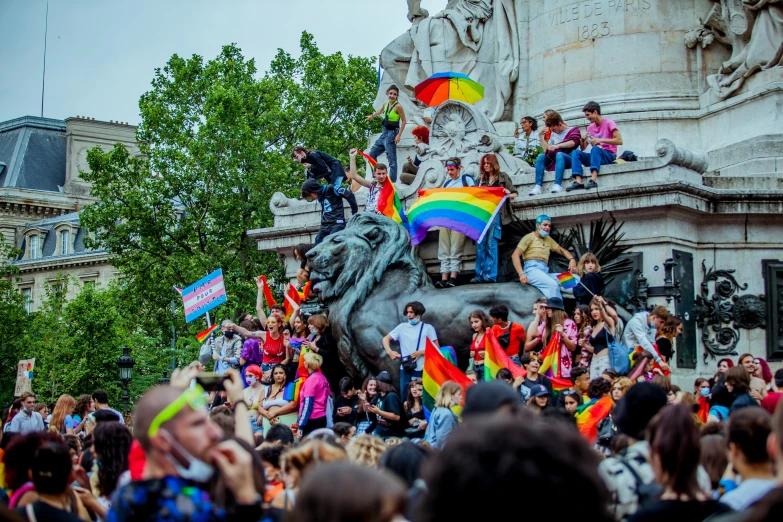 a large group of people standing next to each other