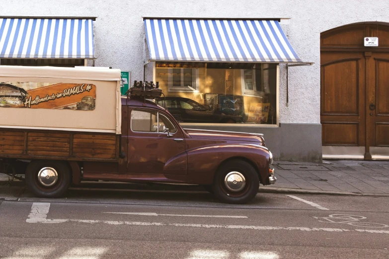 the food truck is parked on the street