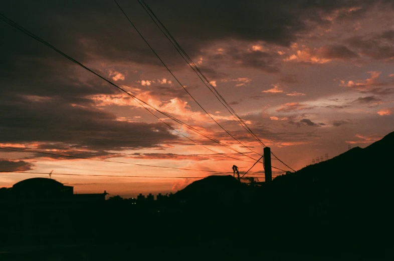 a view of the sky with the sun in a sunset