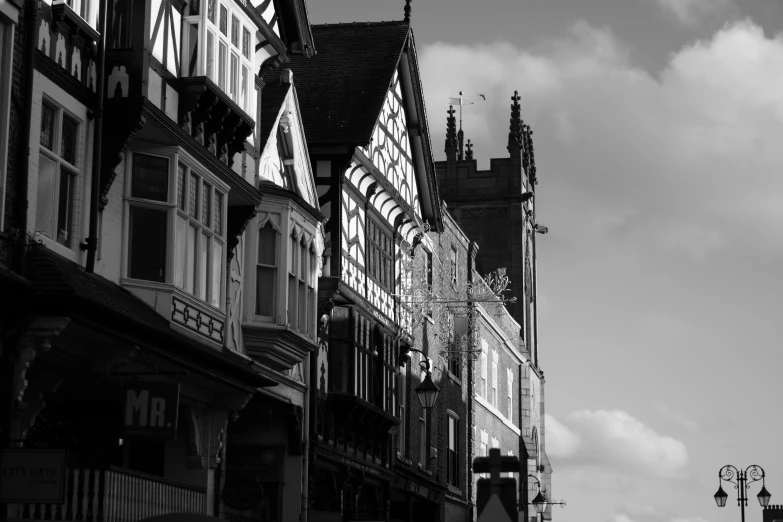 several buildings that are lined up next to each other