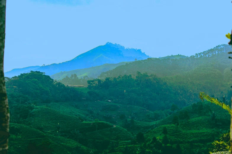 the view from a distance of a mountains range