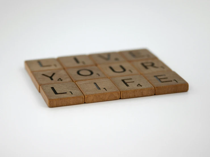 a close up of a small piece of wood with words painted on it