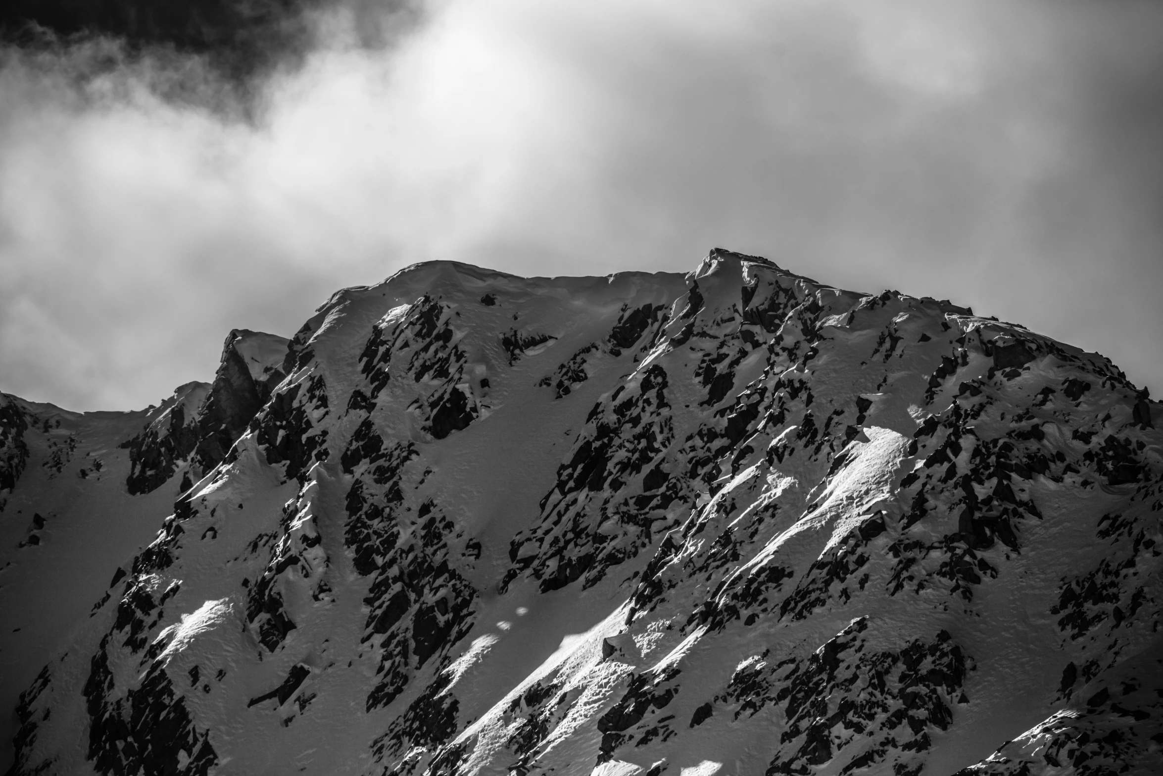 black and white pograph of a mountain range