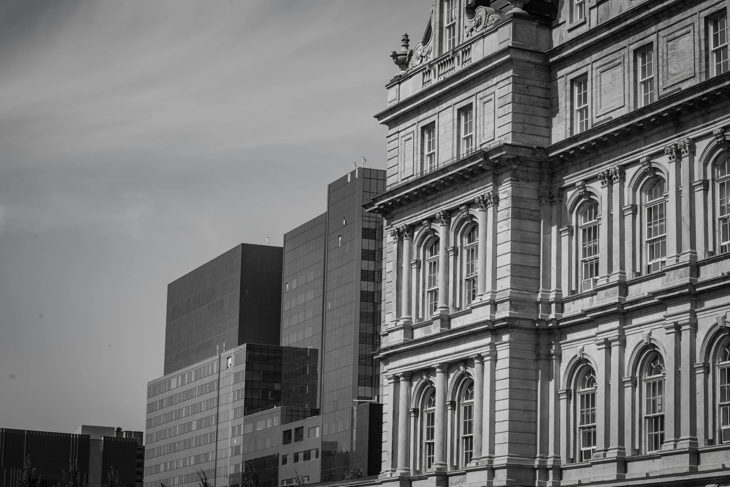 a black and white po of some buildings