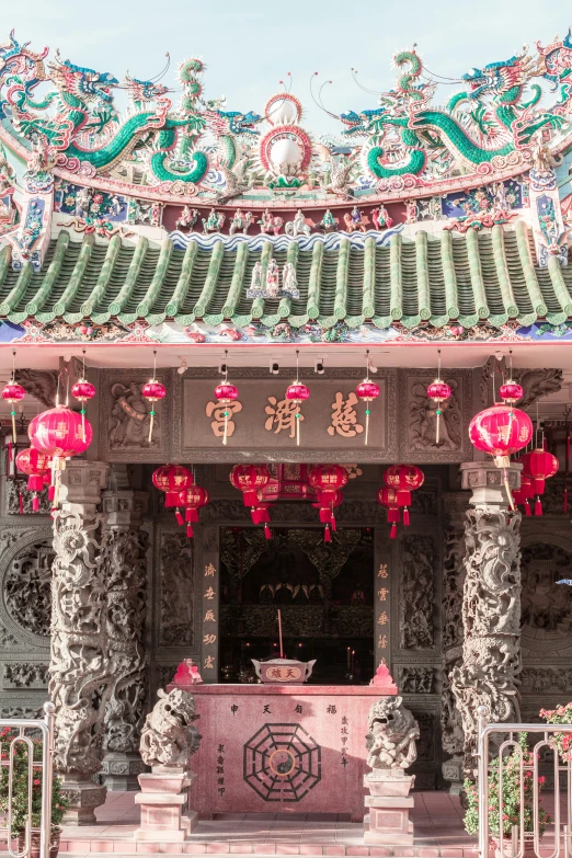 chinese decorations decorate this shrine in china