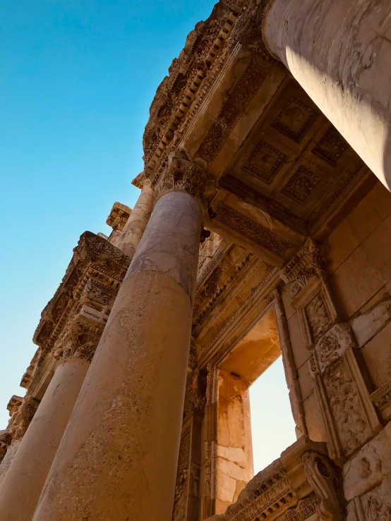 columns with no people or objects around them in a desert