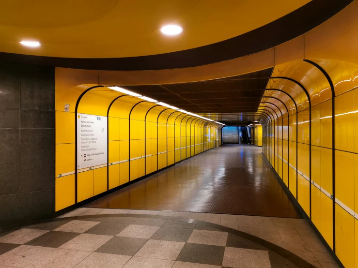 the tunnel has several yellow boxes to keep people from entering