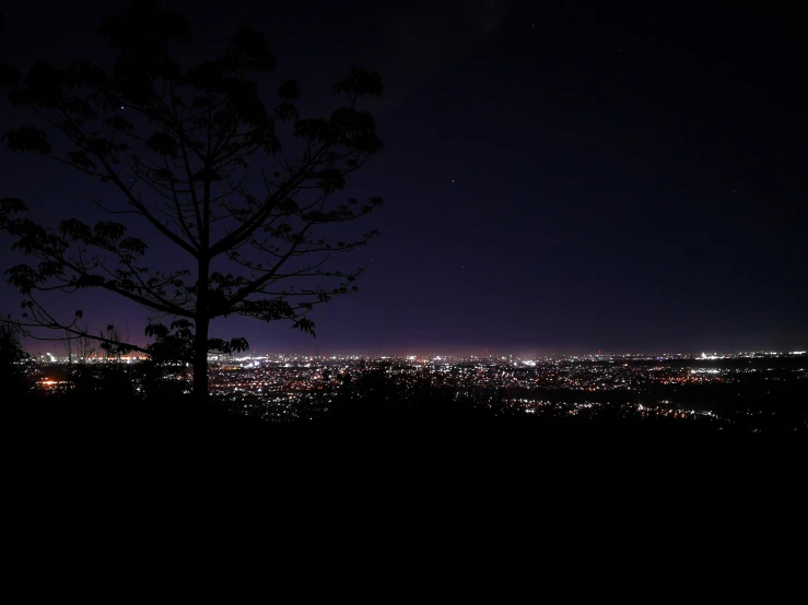 a view of some city lights at night