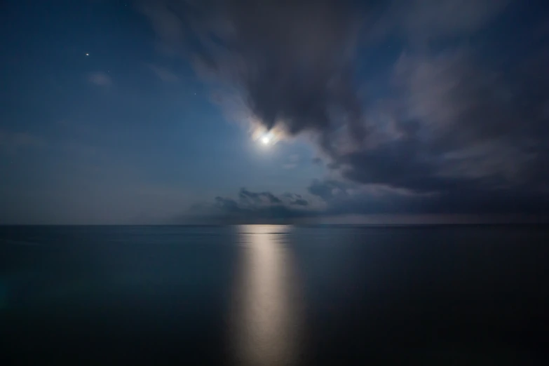 a large body of water under a cloudy sky