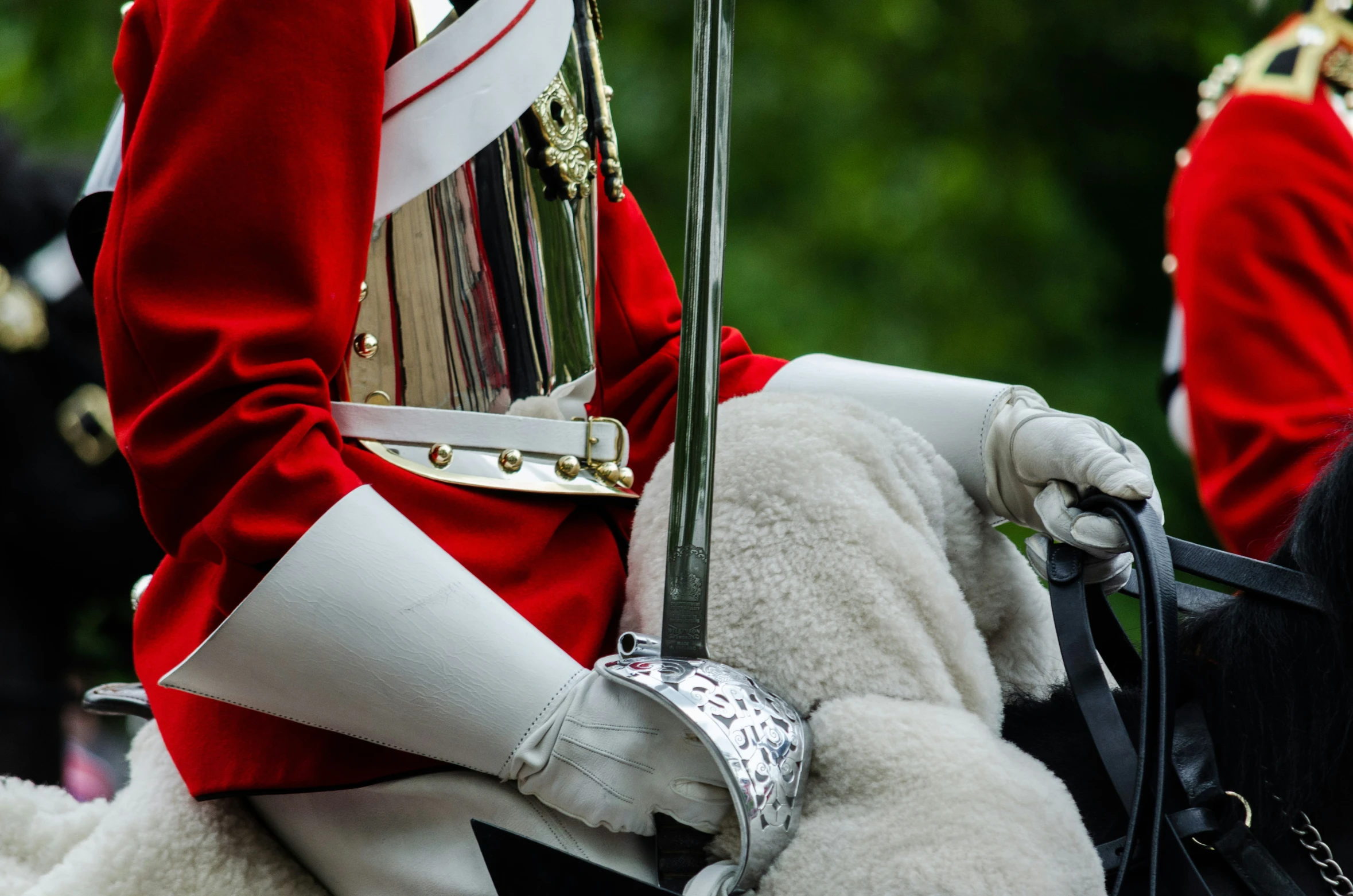 the man in the uniform of a guard on horseback