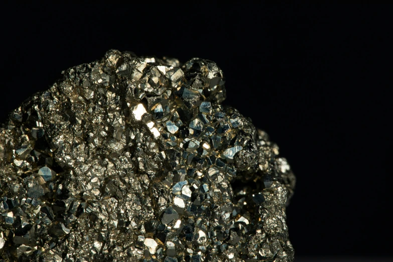 a cluster of shiny, gold and silver crystals