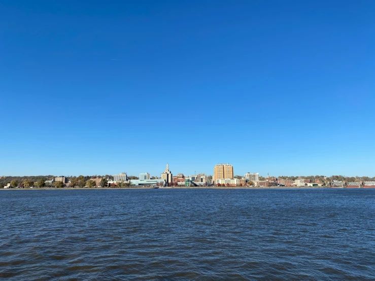 the city is shown from across the water