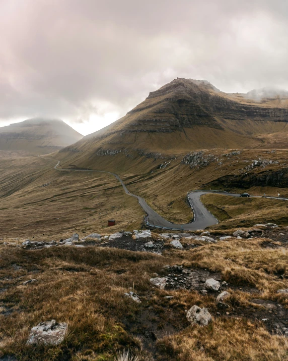 some mountains with grassy hills in the distance