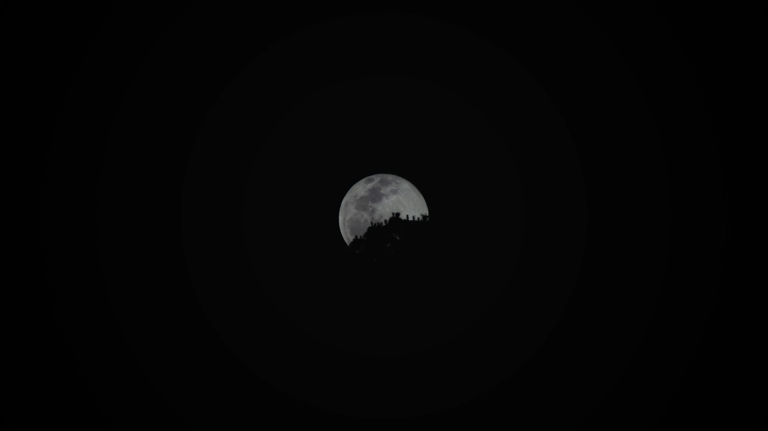 a full moon is seen in the sky at night