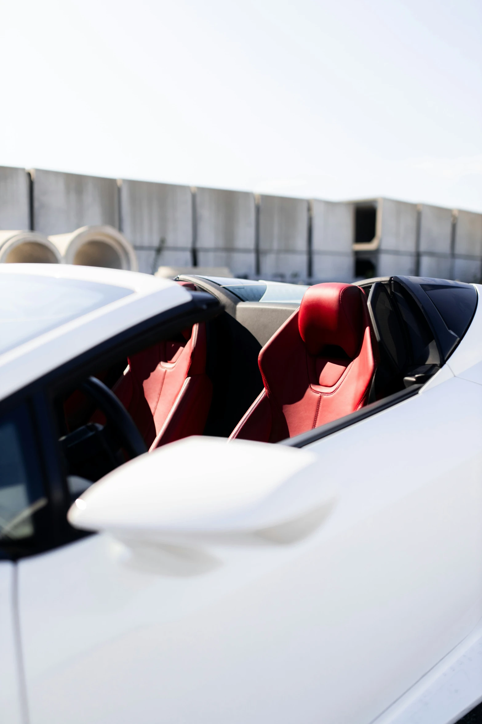 two seats in a car near a freeway