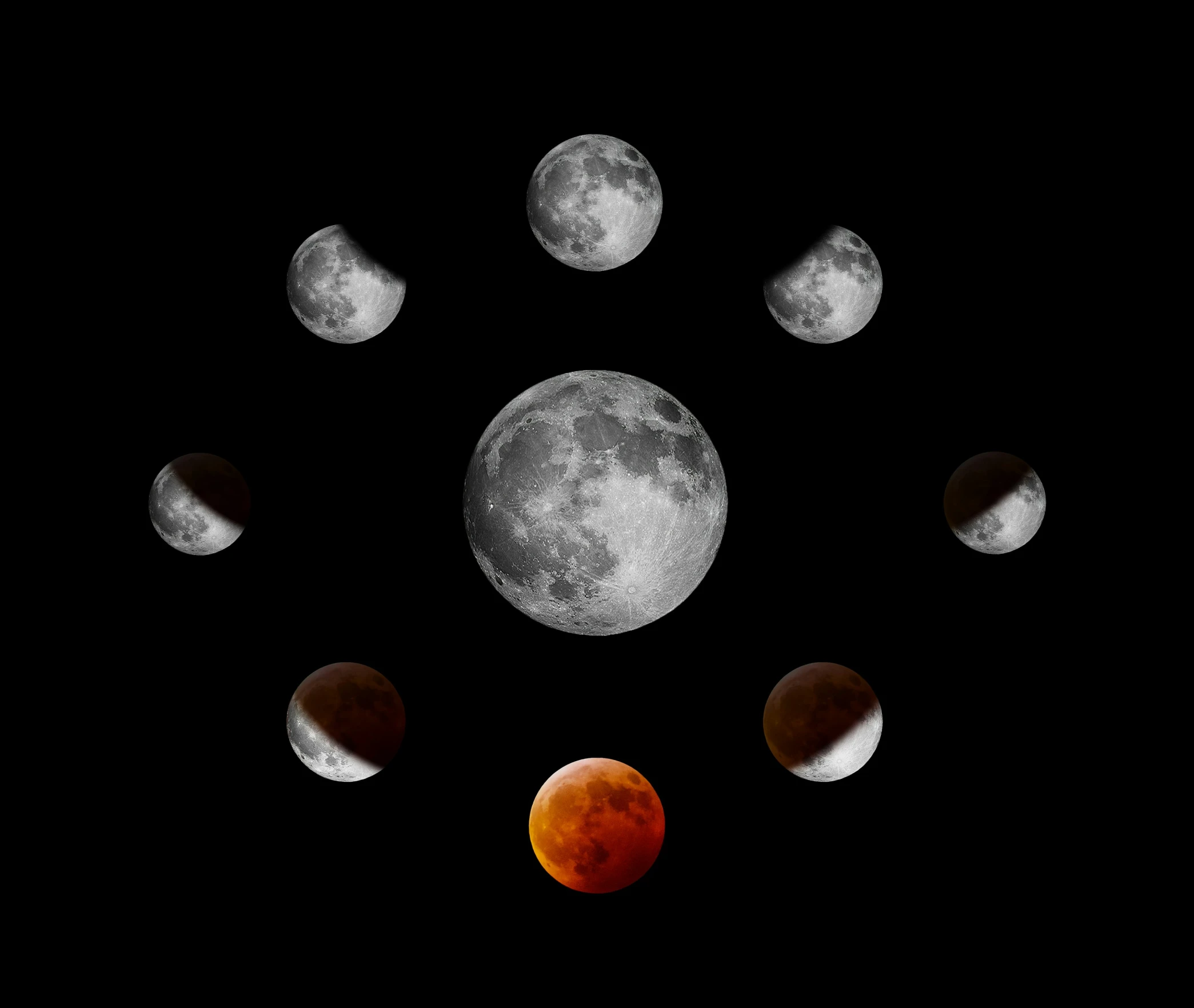 a set of moon phases are arranged in a circle