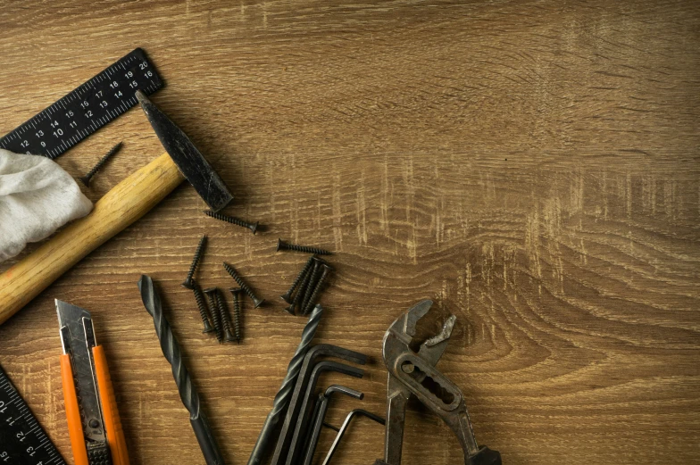 several tools and their contents placed on a table