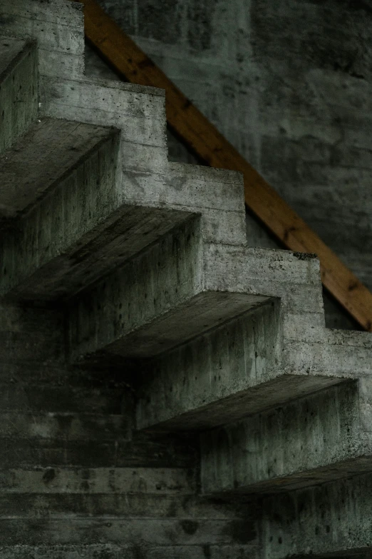 an old stair case with a teddy bear at the bottom of it