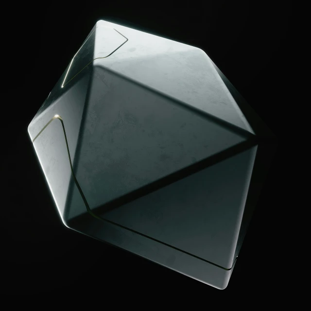 the side view of a silver diamond on a black background