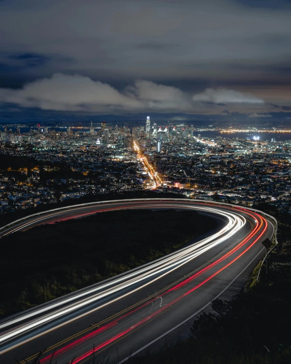 a long exposure s of the los angeles angeles skyline at night