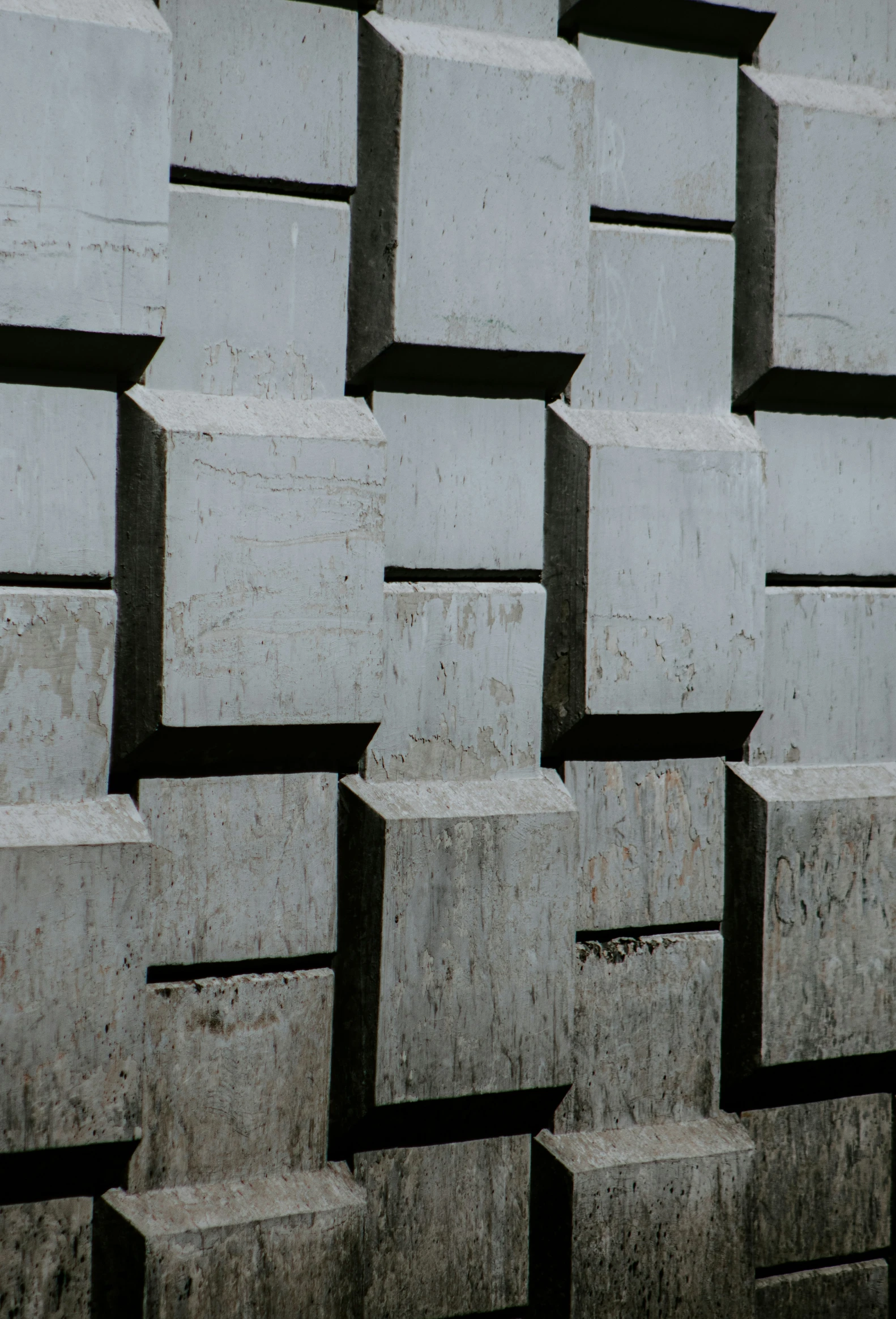 a bunch of concrete blocks next to each other