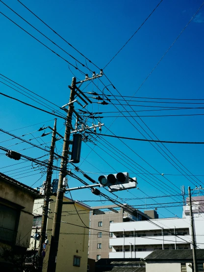 multiple electrical lines over a city street