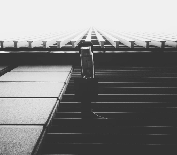 black and white pograph of the top of a roof