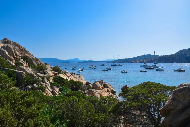 a large body of water filled with boats