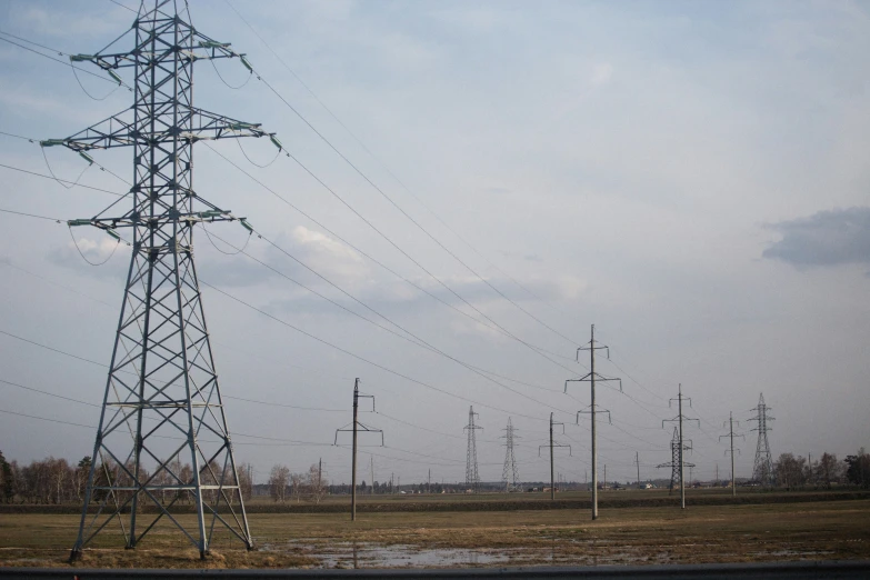 an electric pole and other high voltage power lines