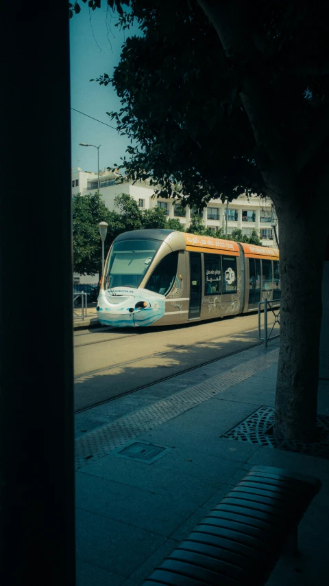 this is an image of a train pulling into the station