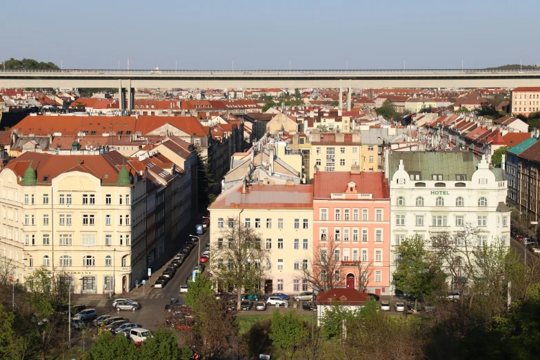 a view of the city from above