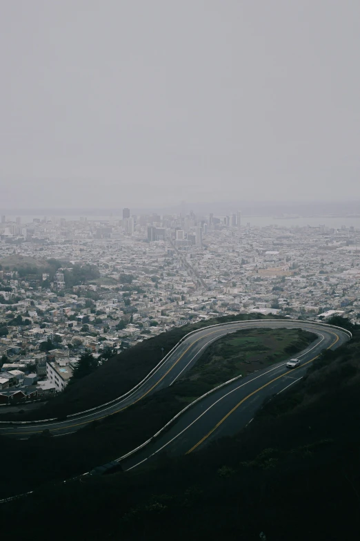 the view from an airplane of traffic and buildings