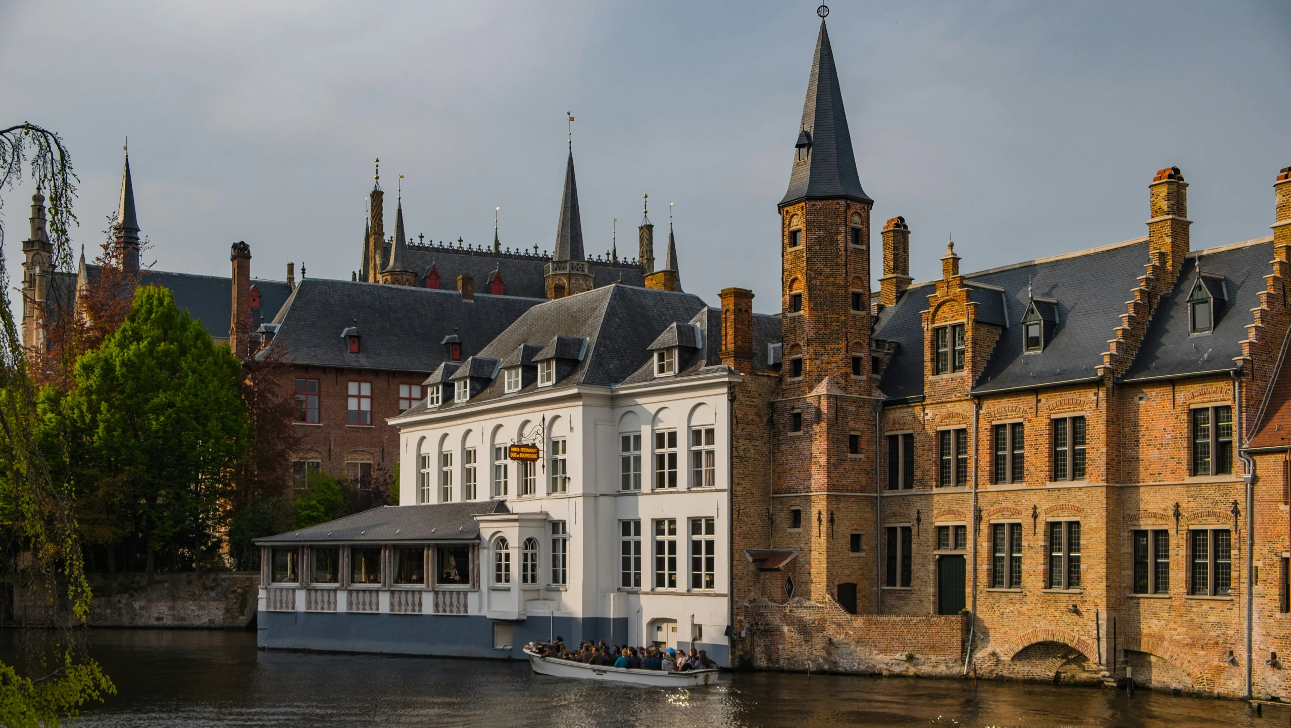 a large building near a body of water