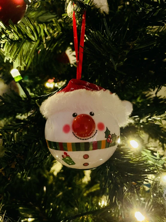 the ornaments are hanging on the tree