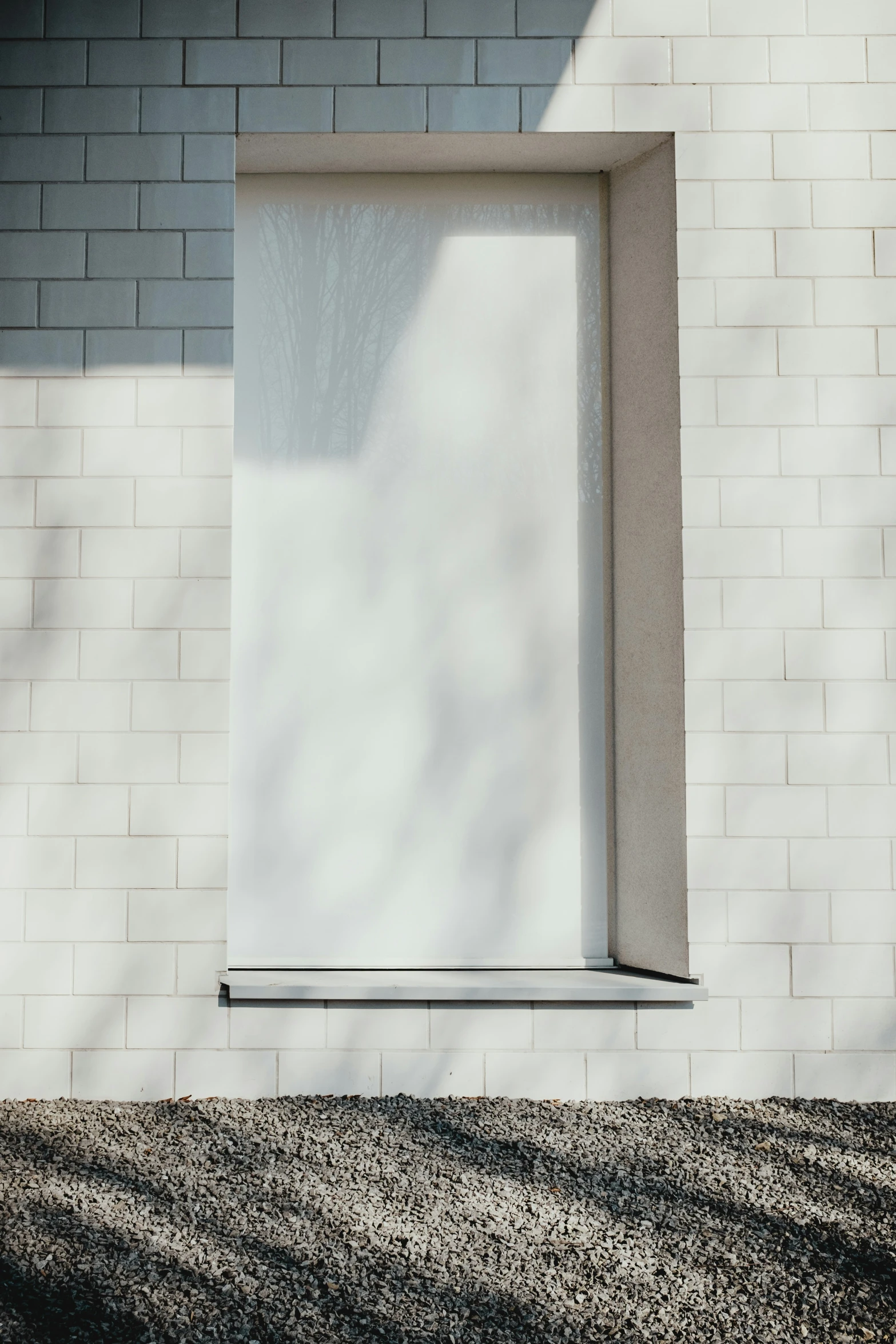 a window is made up on the side of the building