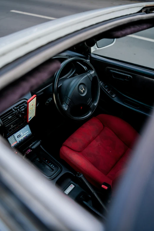 a dashboard view of a car in a road